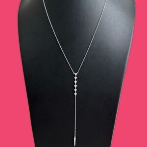 Sterling Silver Pave CZ Triangle Lariat Y Sexy Statement Necklace